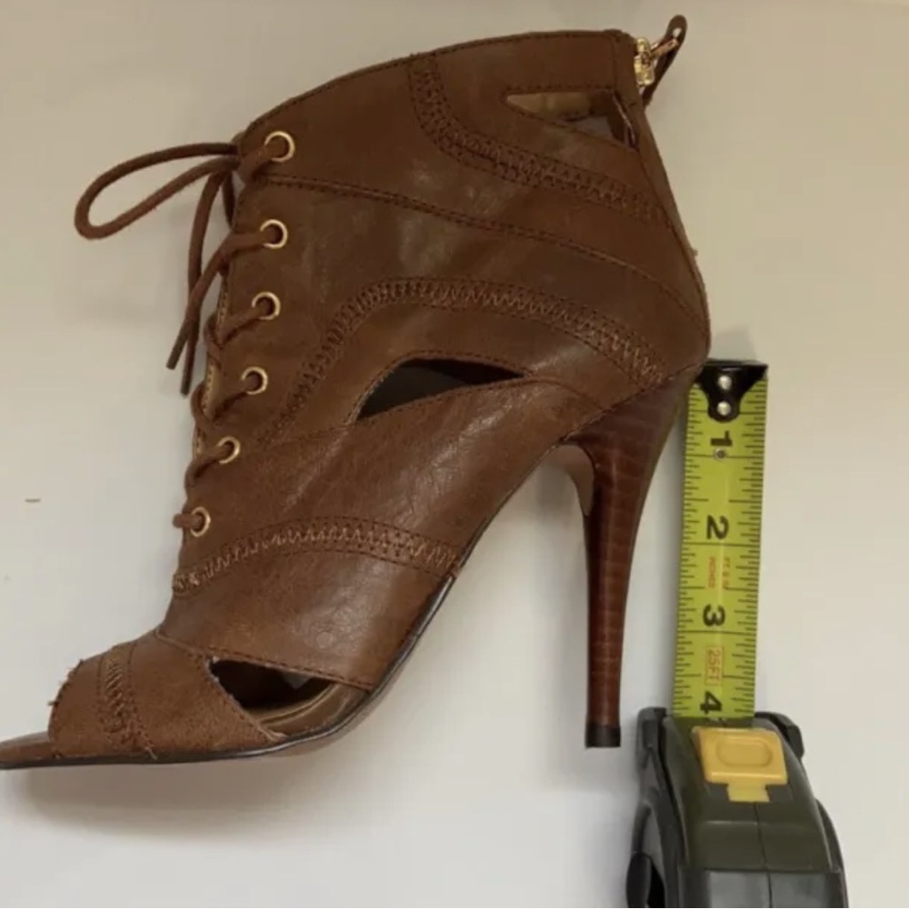 Nine West Brown Lace Up with Zipper Stiletto
